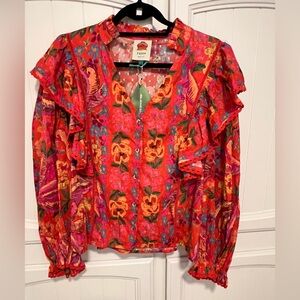 NWT Farm Red Spring Bananas Blouse